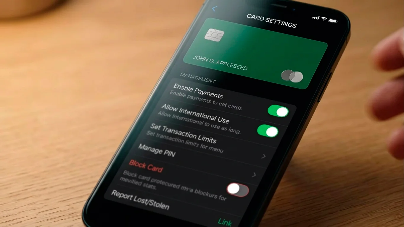 Simple wallet card settings screen on a phone listing limits as plain rows