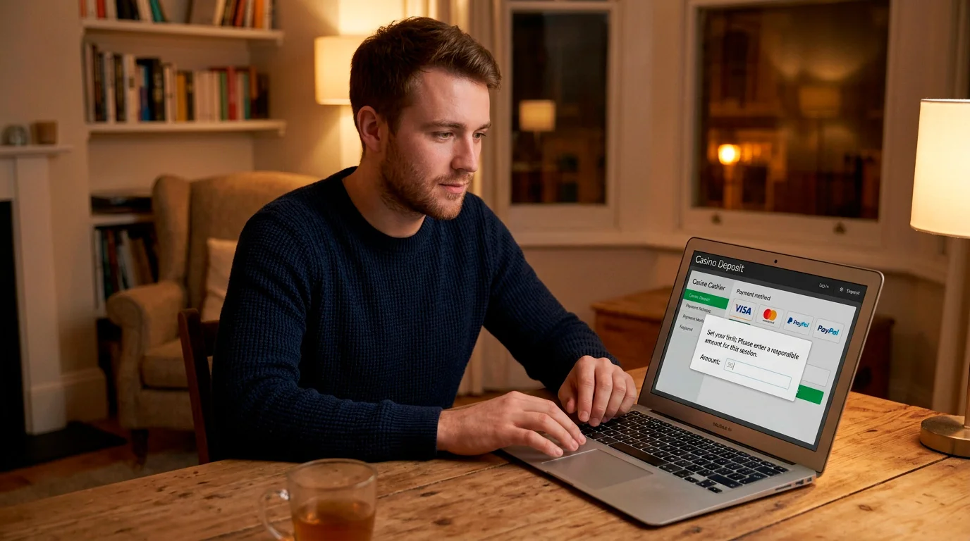 UK player setting a deliberate deposit amount before funding a casino with Payz