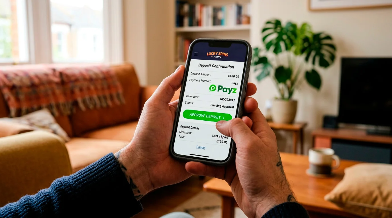 UK player approving an ecoPayz casino deposit on a mobile cashier screen