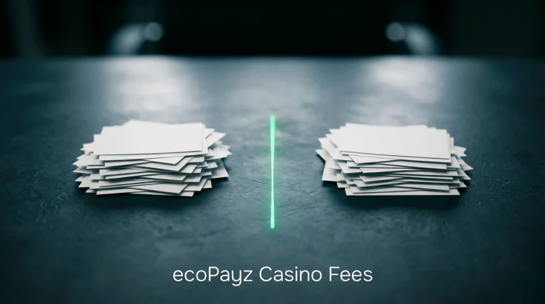 Two clearly separated stacks of paper slips representing wallet fees and casino fees