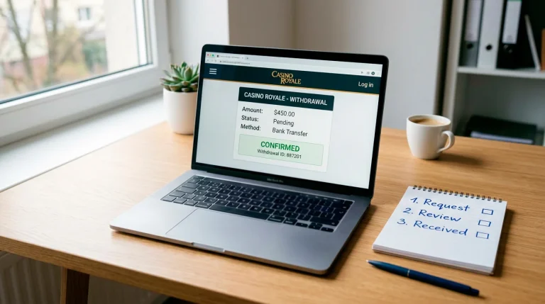 Stages of an ecoPayz casino withdrawal from request through review to wallet credit