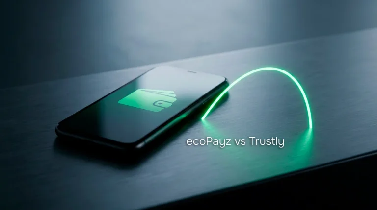 A stored-balance green wallet beside an open-banking direct link on a dark surface