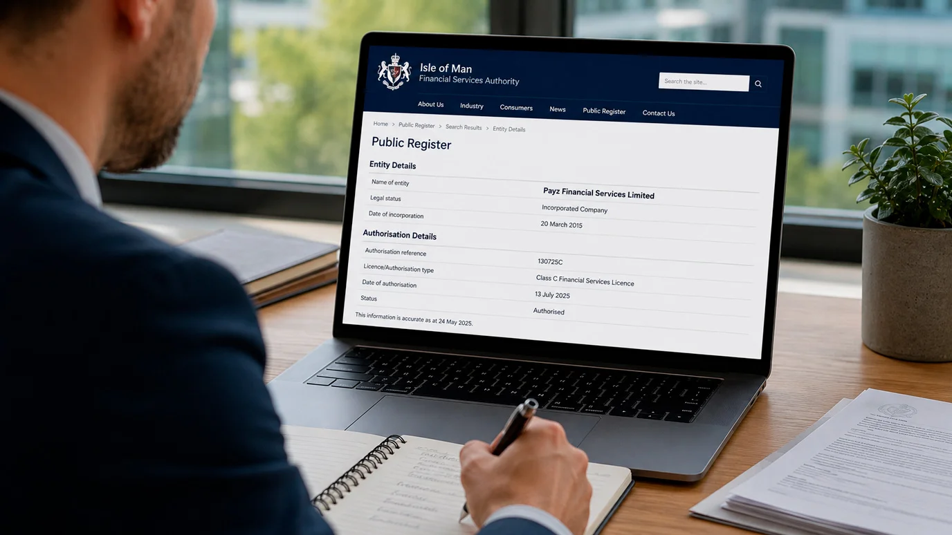 Looking up PSI-Pay FCA authorisation that regulates the Payz wallet