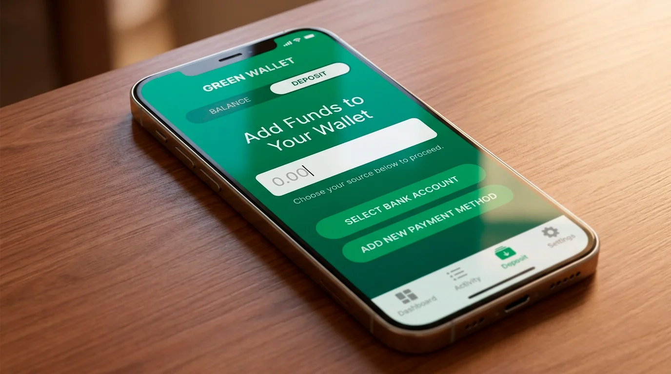 Smartphone showing a green wallet ready as a casino deposit option
