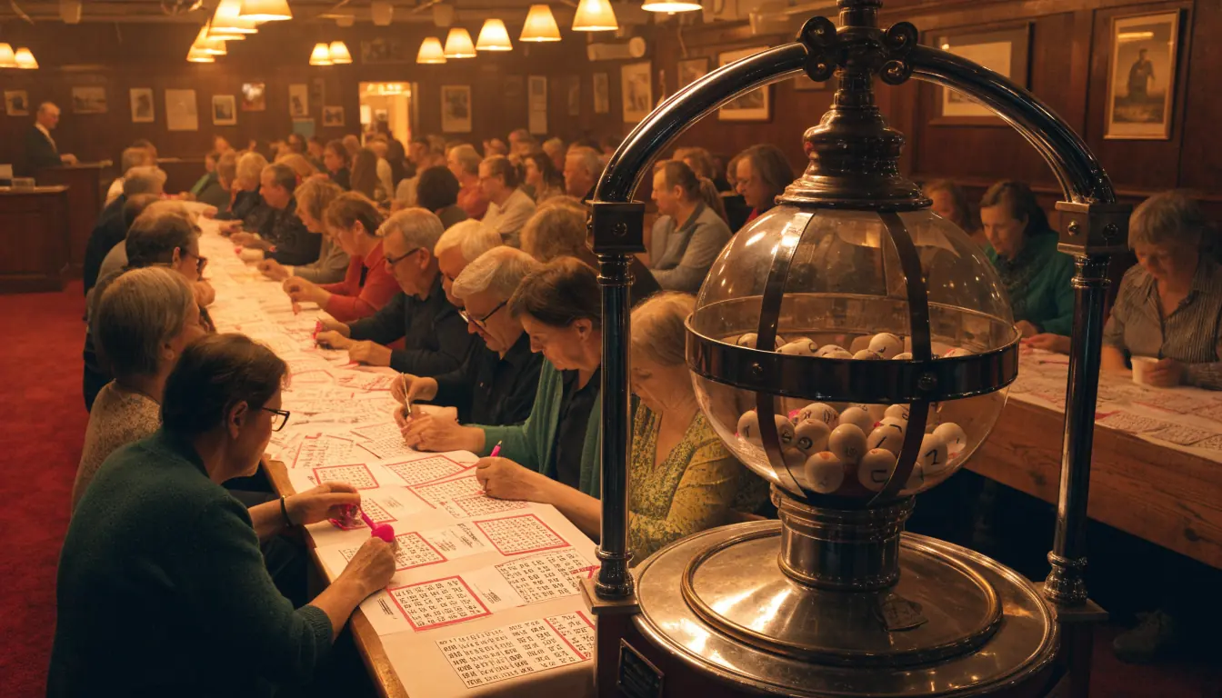 Players enjoying a lively game inside a traditional British bingo hall