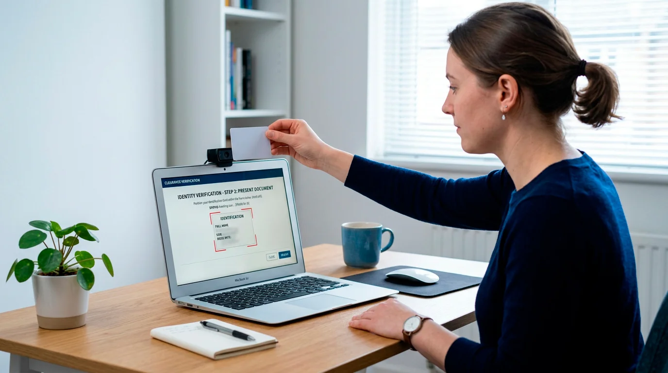 Person completing identity clearance to release a pending payout