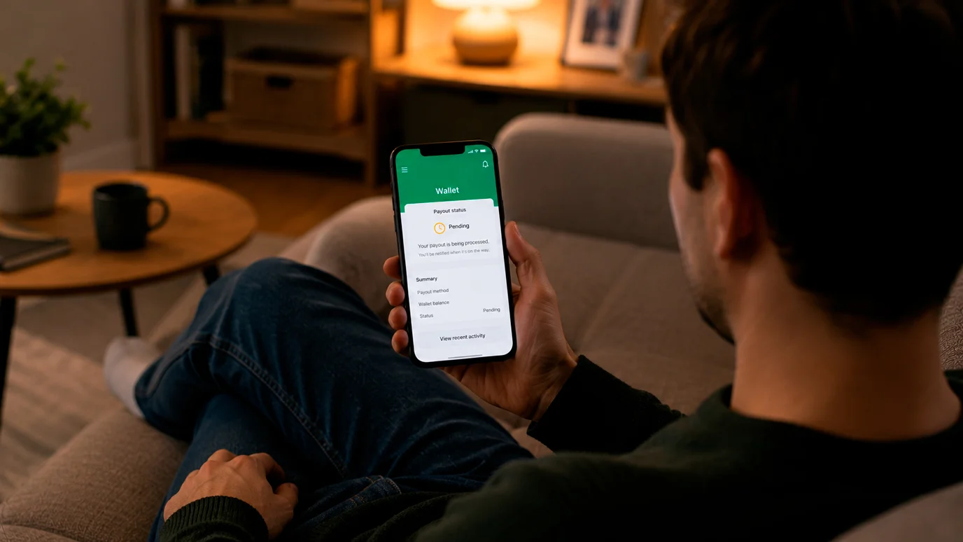 Person patiently waiting during a pending withdrawal review at home