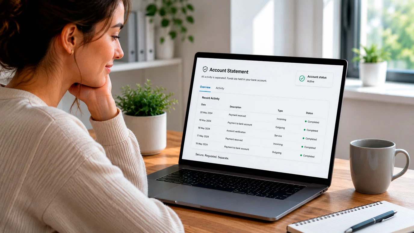 Person reassured to see only a neutral wallet line on their statement