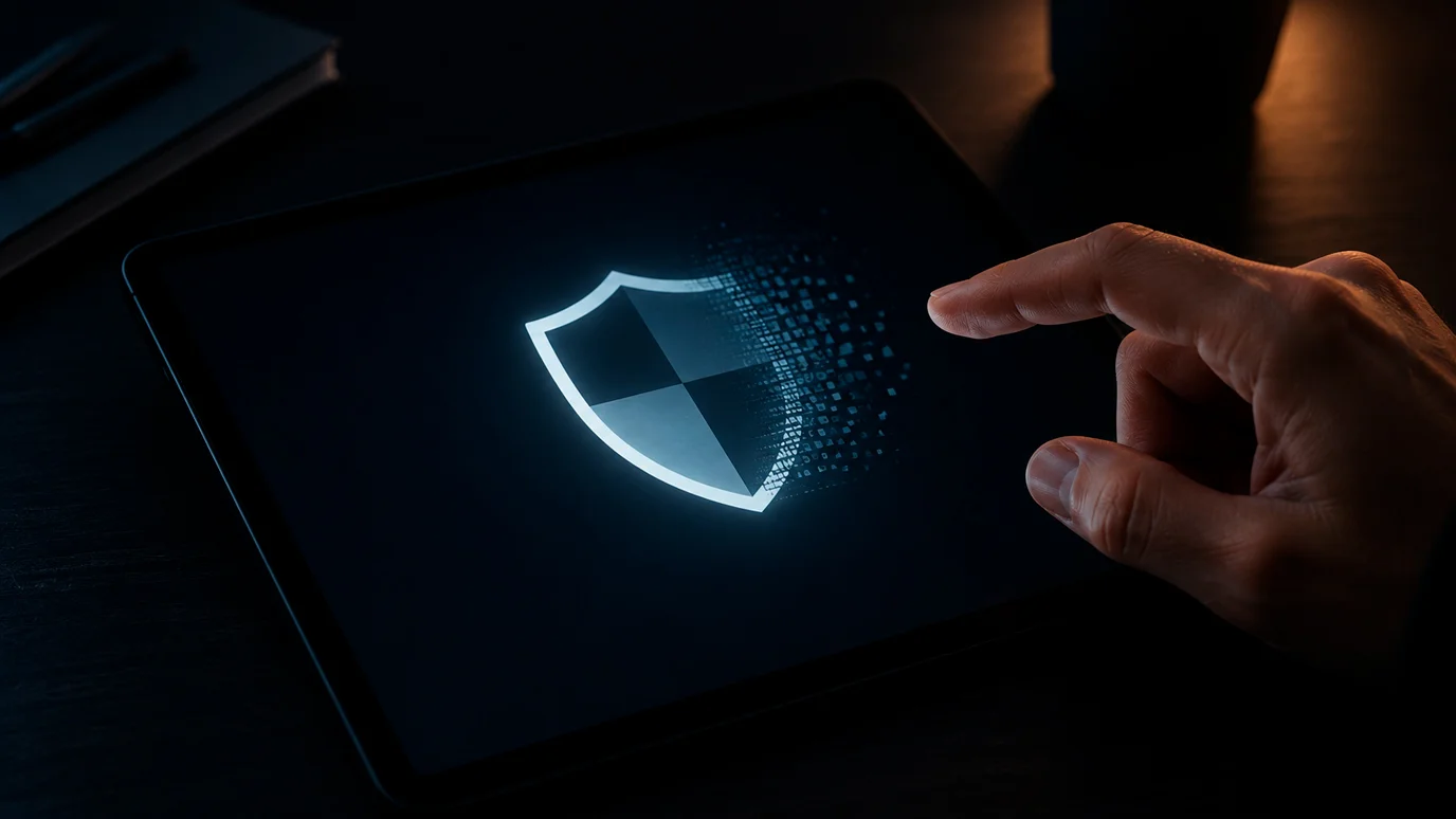 A protective shield icon fading away on a screen representing lost player protections