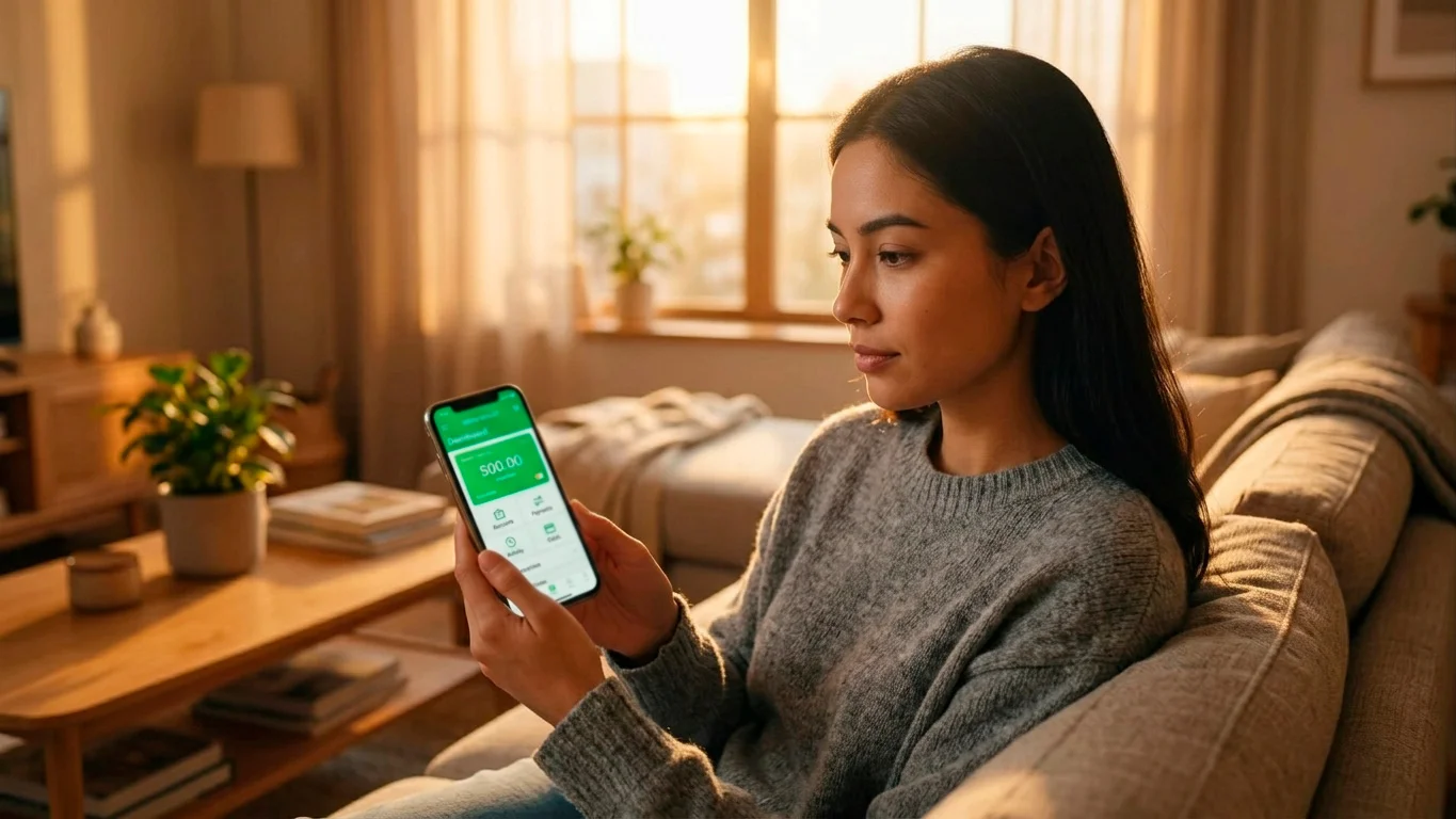 Person calmly using a green wallet, understanding its real privacy limits
