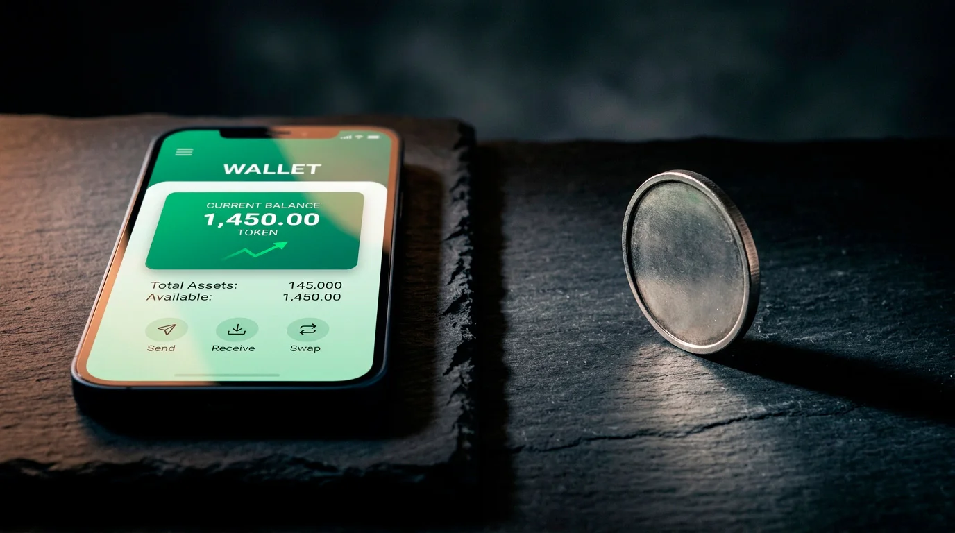 Smartphone showing a steady green wallet balance giving the player confidence
