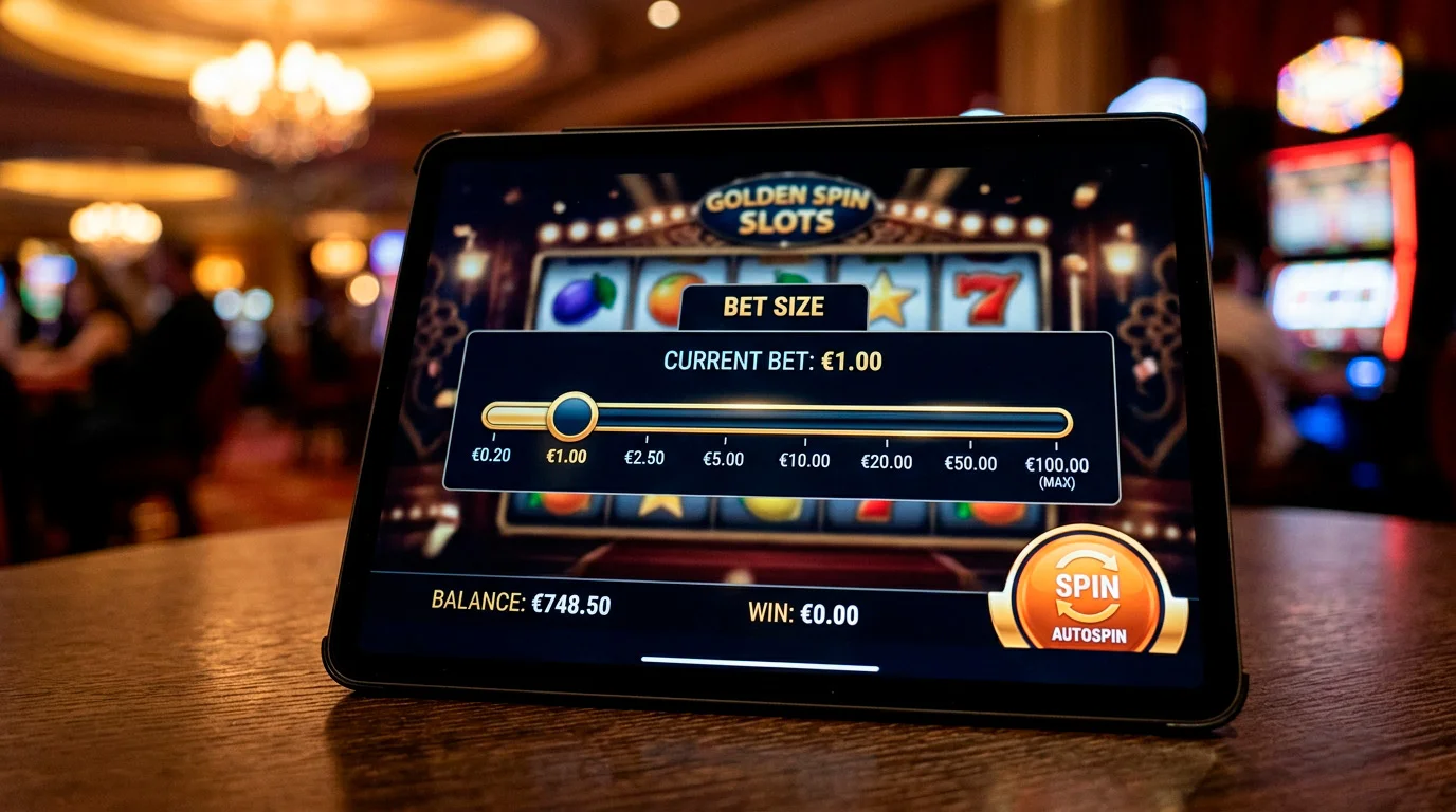 Slot stake slider resting well below its maximum to show a ceiling not a target