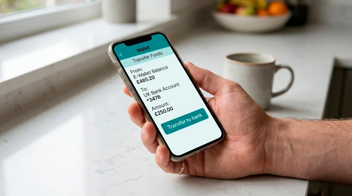 Transferring an ecoPayz wallet balance to a linked UK bank account